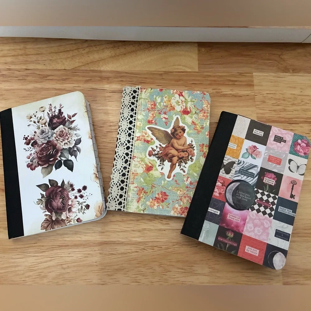 4/$15 ❤️ Floral and Angel Design Mini Altered Notebooks Set Of 3